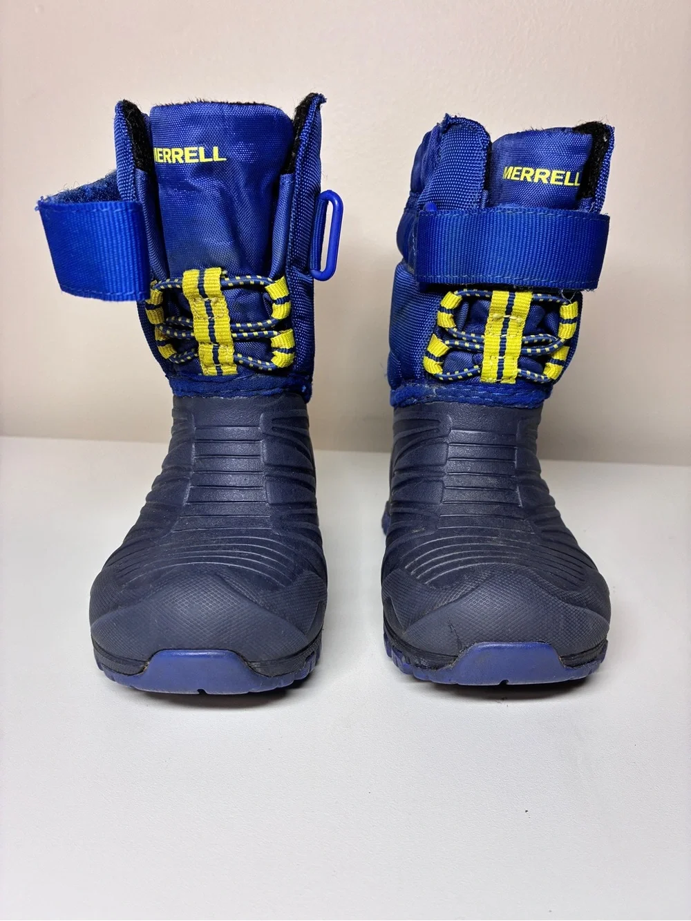 Merrell Snow Quest Toddler  Blue Winter Boots with Yellow Accents